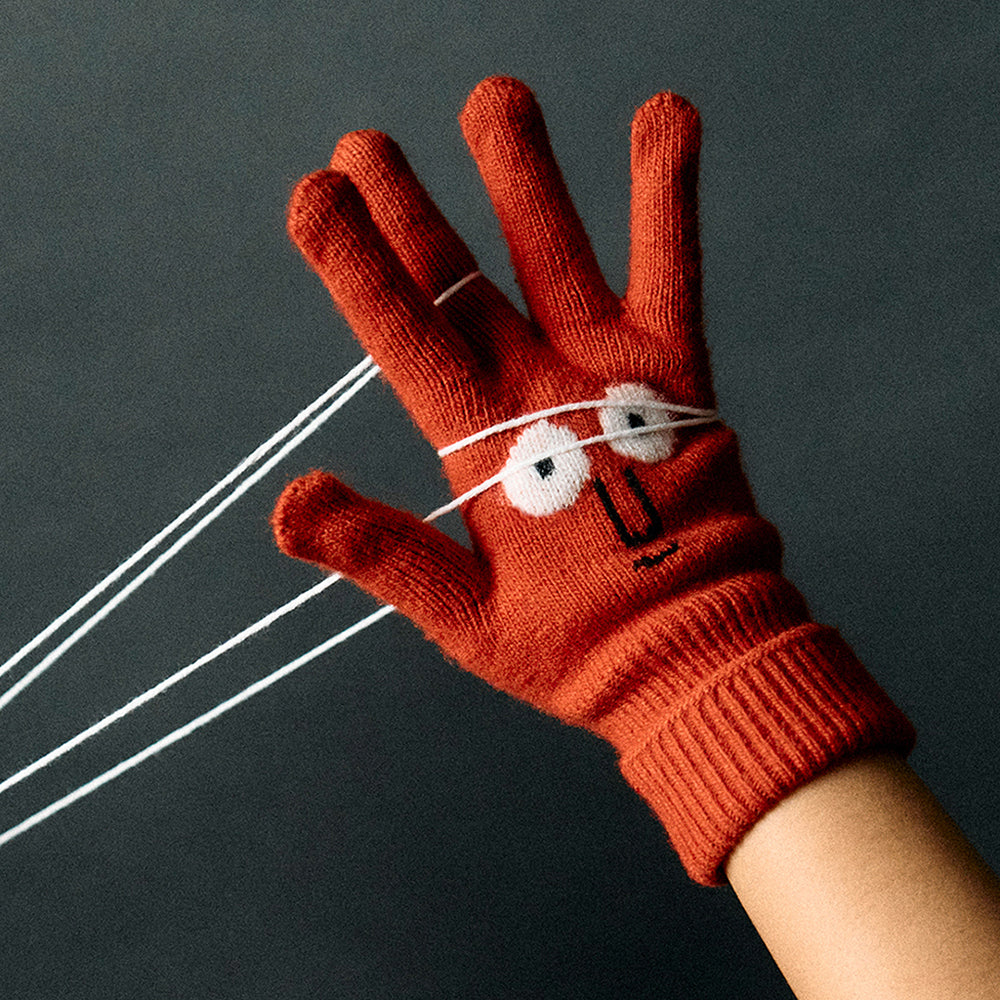 Knit Gloves Orange