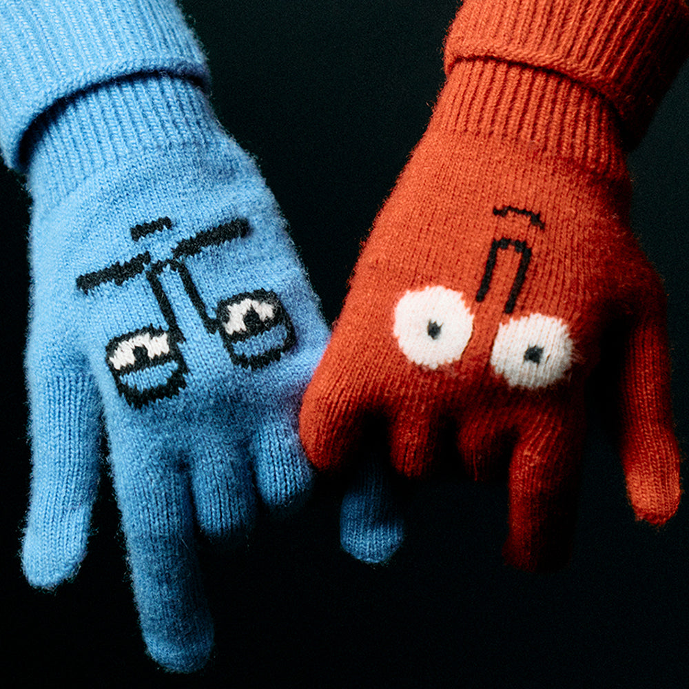 Knit Gloves Blue