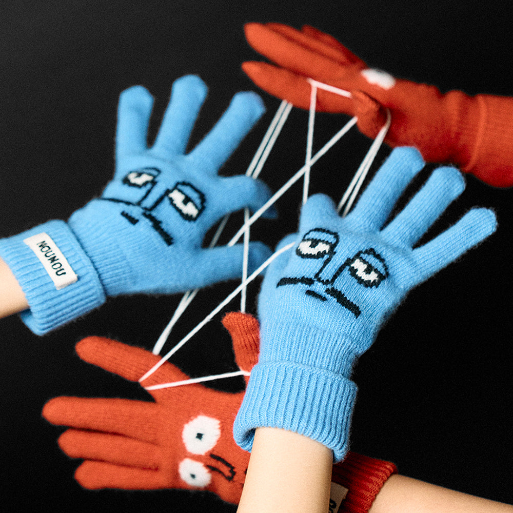Knit Gloves Blue