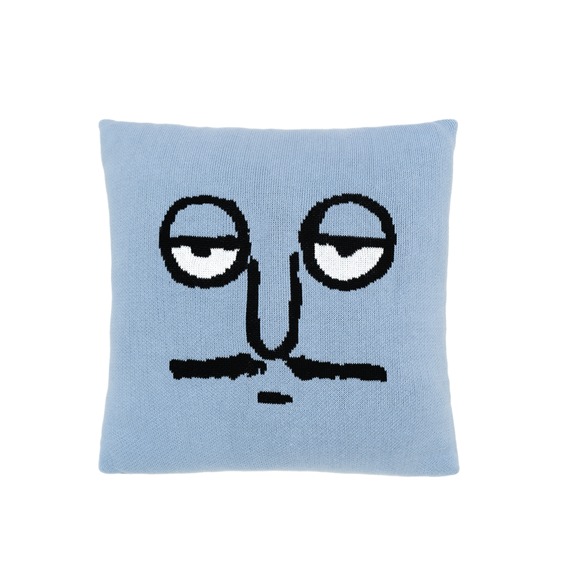 Knit Cushion Cover Blue