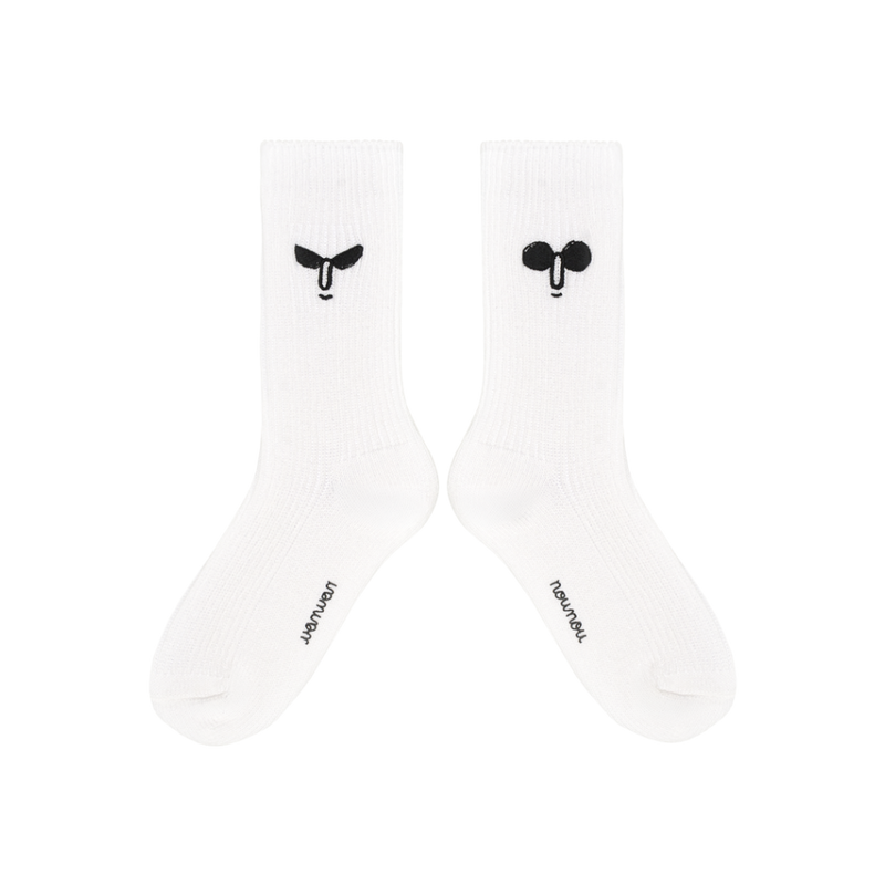 Face Crew Socks White
