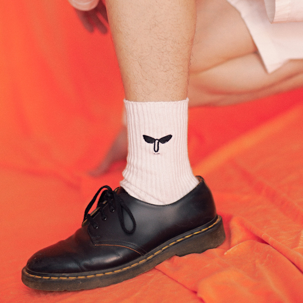 Face Crew Socks White