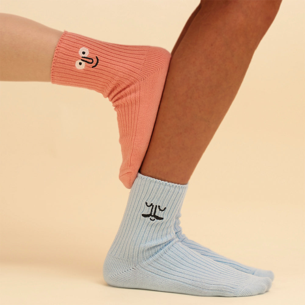 Face Quarter Socks Coral