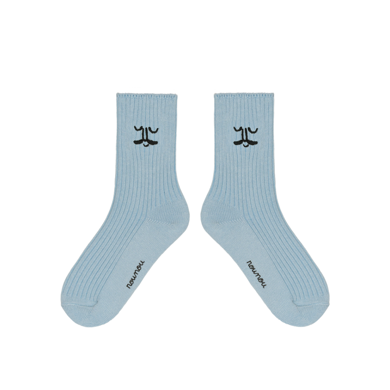 Face Quarter Socks Blue