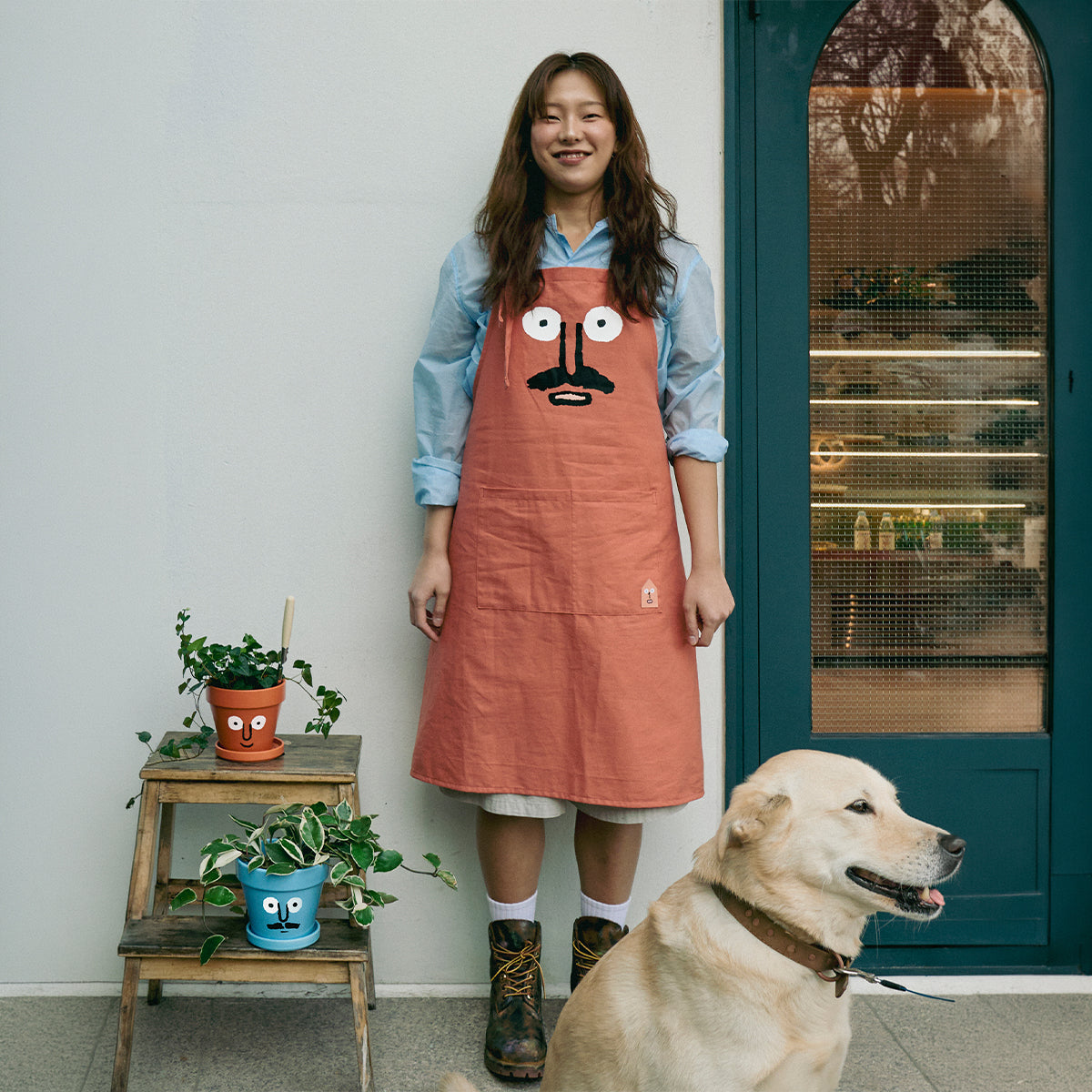 Printed Apron Coral