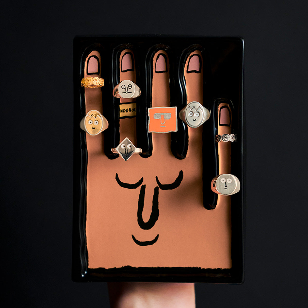 Face Chain Ring Silver
