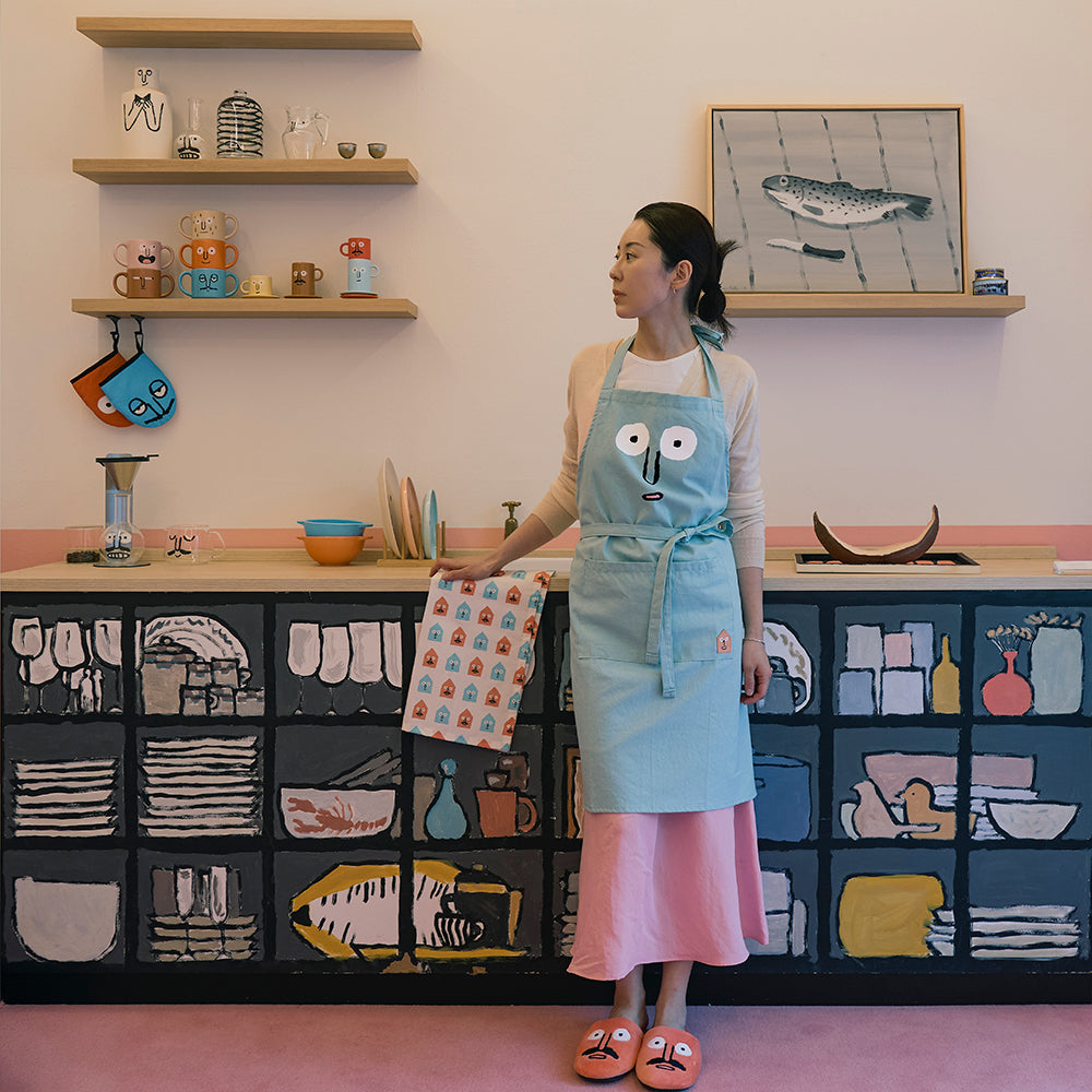 Printed Apron Blue
